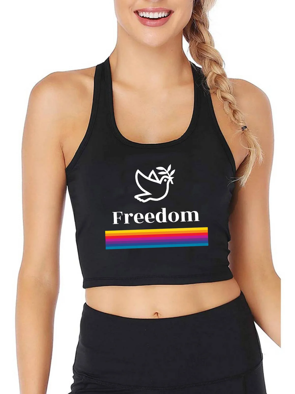 

Freedom Themed Dove Pattern Print Tank Top Women's Breathable Slim Fit Workout Crop Tops Summer Camisole