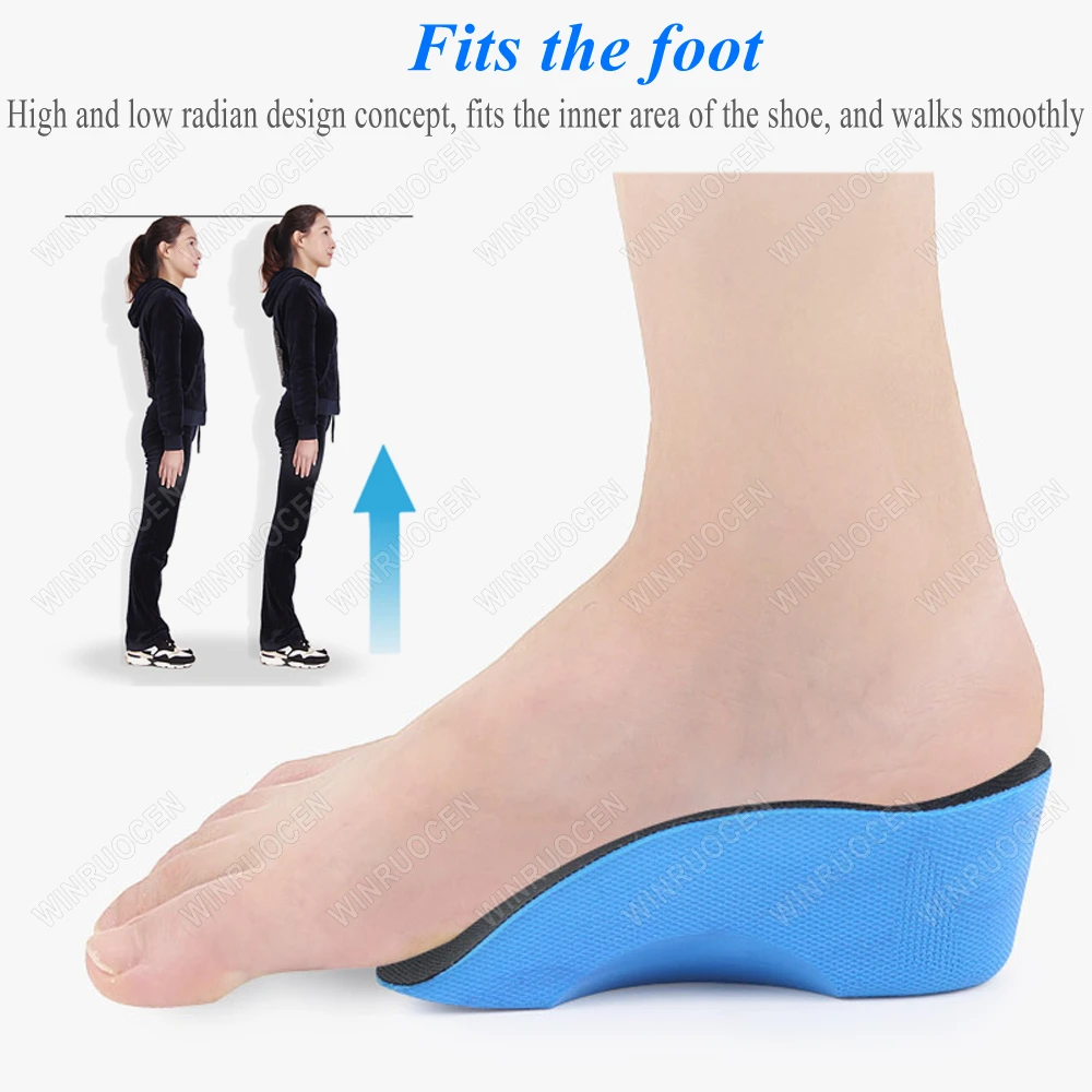 للجنسين بو الارتفاع زيادة النعال رفع امتصاص الصدمات المضادة للانزلاق كعب وسادة مريحة نصف منصات الأحذية أطول إدراج الحذاء