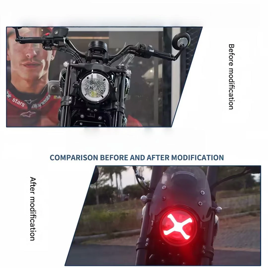 Motorcycle 5.75 Inch LED Round Headlight Assembly For BENDA ROCK707 707Ultra 707Pro High Beam Modified Accessories