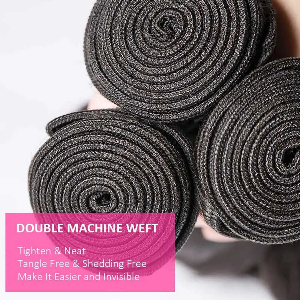 Fasci di capelli grezzi a onda profonda 3/4 pezzi colore naturale 100% fasci di capelli umani brasiliani Remy 16-34 pollici cucire in fasci di tessuto rapido