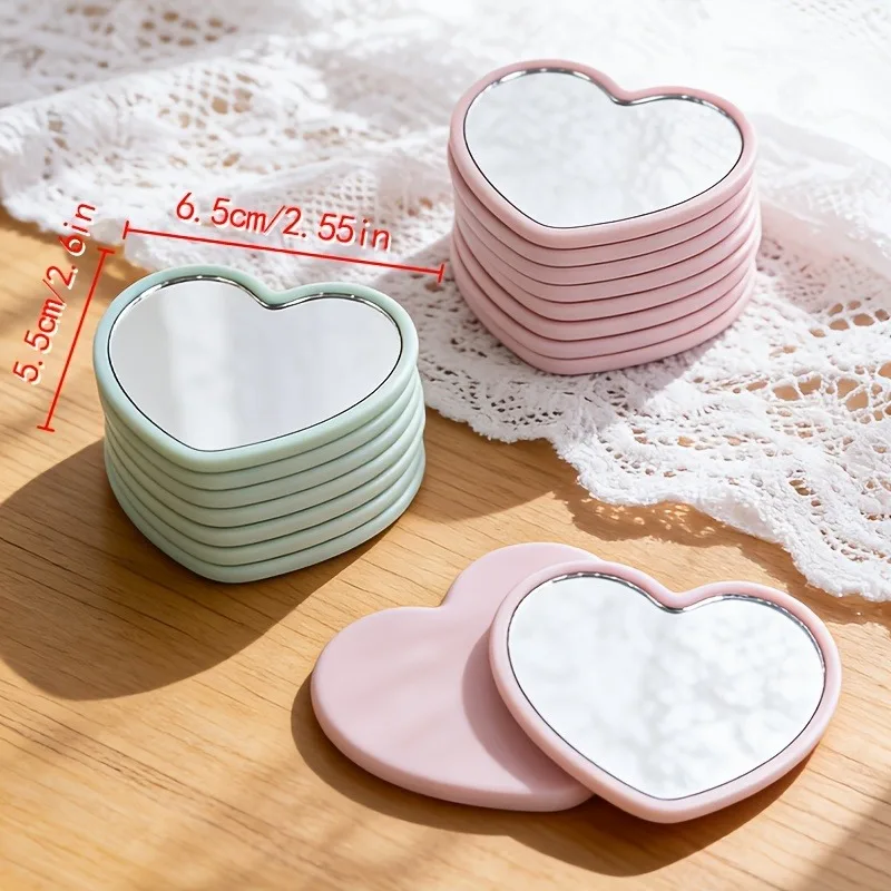 48/96pcs Portable Mirror Wedding Season Sweet Party Favors Heart-Shaped Pocket Glass Makeup Mirrors for Travel Gifts Home Decor