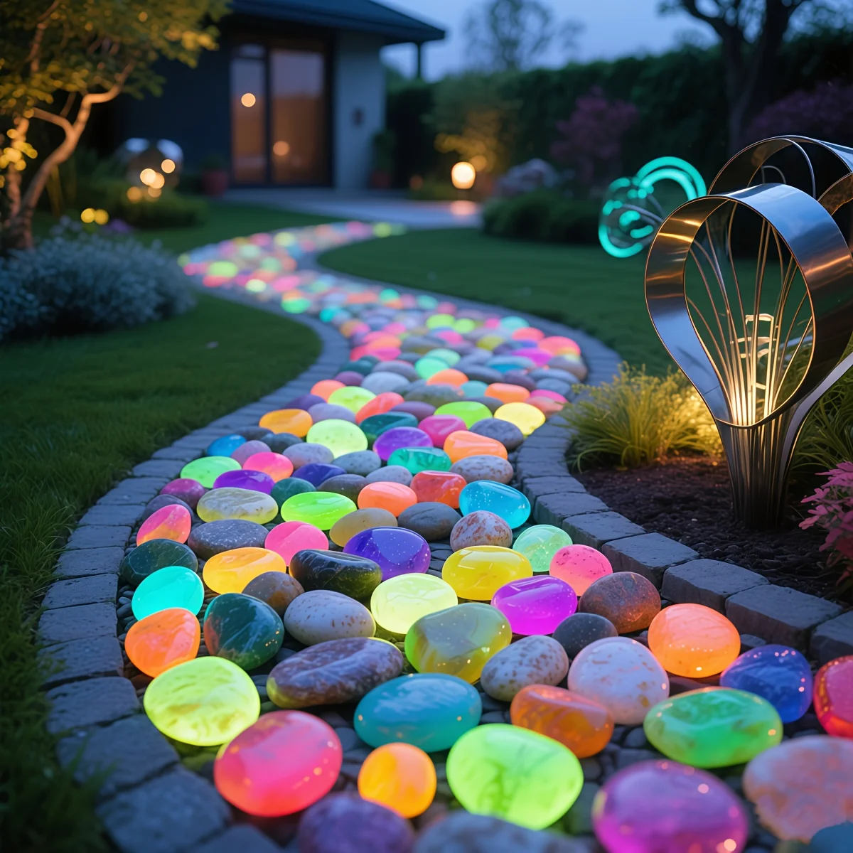 100pcs Luminous Stone Garden Fish Tank Landscape Glow-in-the-dark Stone Decoration Artificial Fluorescent Color Goose Stone