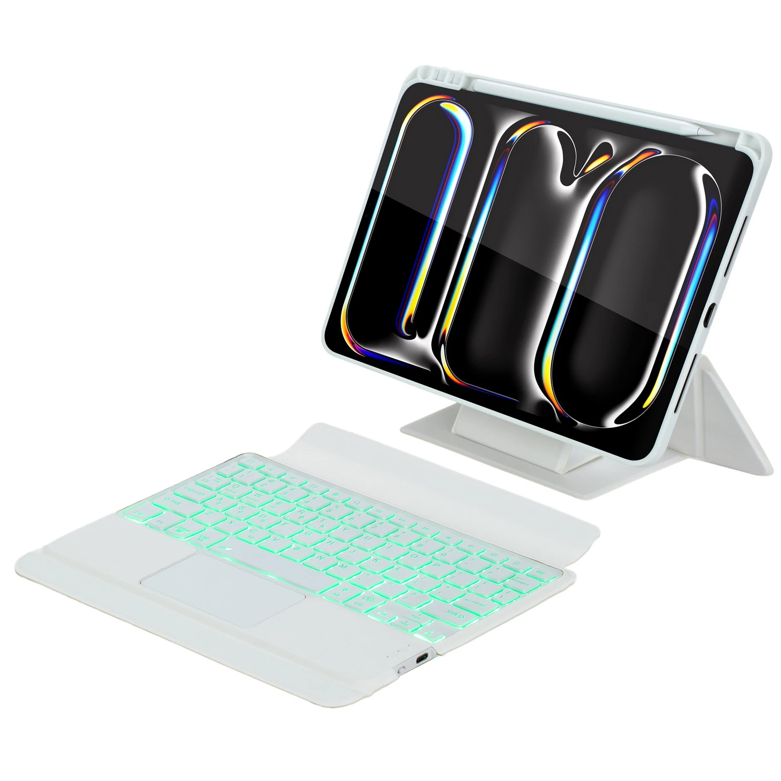 

For iPad Pro 11 (2024) Detachable Bluetooth-compatible Keyboard Stand Case with Touchpad and Backlit