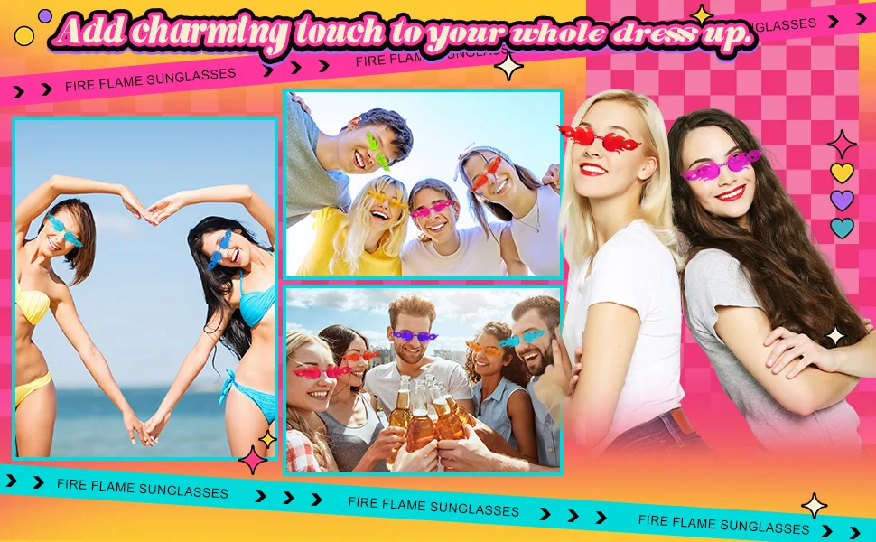 12-60 stücke Mode Feuer Flamme Gläser Feuer Form Sonnenbrille Feuer Sonnenbrille Party Decor für Sommer Dusche Hochzeit Halloween cos – Detail 1