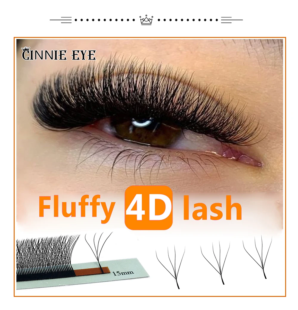 4D W Wimpernverlängerung 5D 3D Russland Volumen Wimpern Flauschige vorgefertigte Fächer Kleeblatt Nerz Faux Cil Lashes Dolly Hybrid Wimpern 3D Cilios – Detail 3