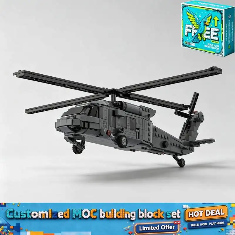 968PCS MOC Transport Helicopter Aircraft Model Custom Building Blocks Aviation Display Stand DIY Creative Assembly Toy Gift