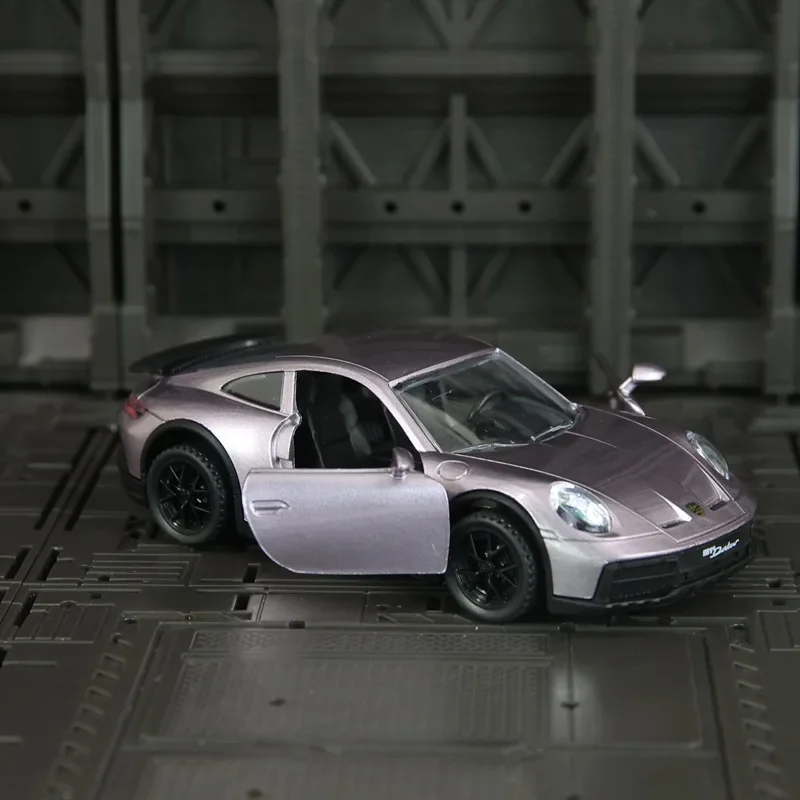 1:32 911 DaKar Alloy Sports Car Model Diecast Toy Ornament Doors Opened Sound Light Pull Back Miniature Models Toddler Kids Gift