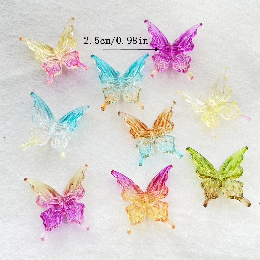 10Pcs Cute Cartoon Colorful Butterflies Flatback Resin Scrapbooking Crafts Fit Phone Case Decoration DIY Hair Bows Accessories