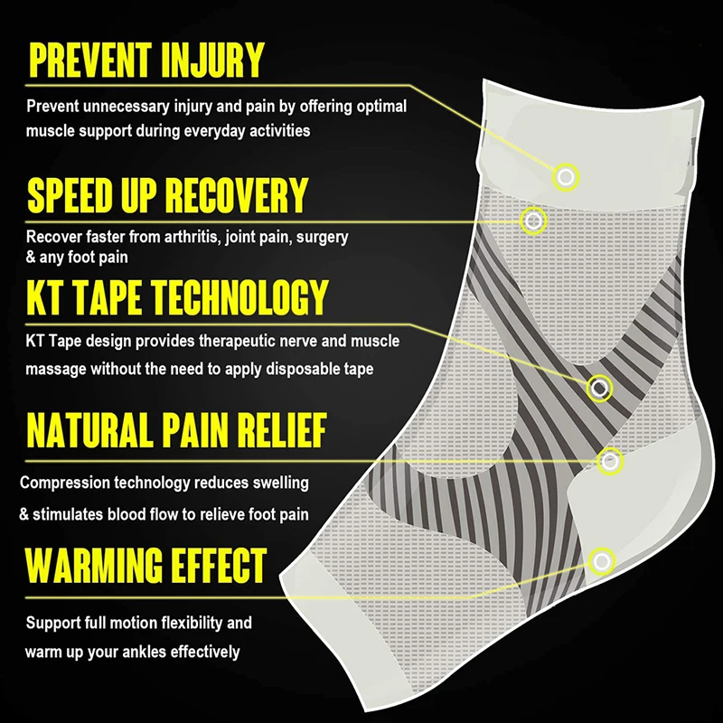 1Pair Compression Ankle Brace For Plantar Fasciitis Ankle Support Anklet For Feet Elastic Yoga Dance Exercise Tendonitis Relief