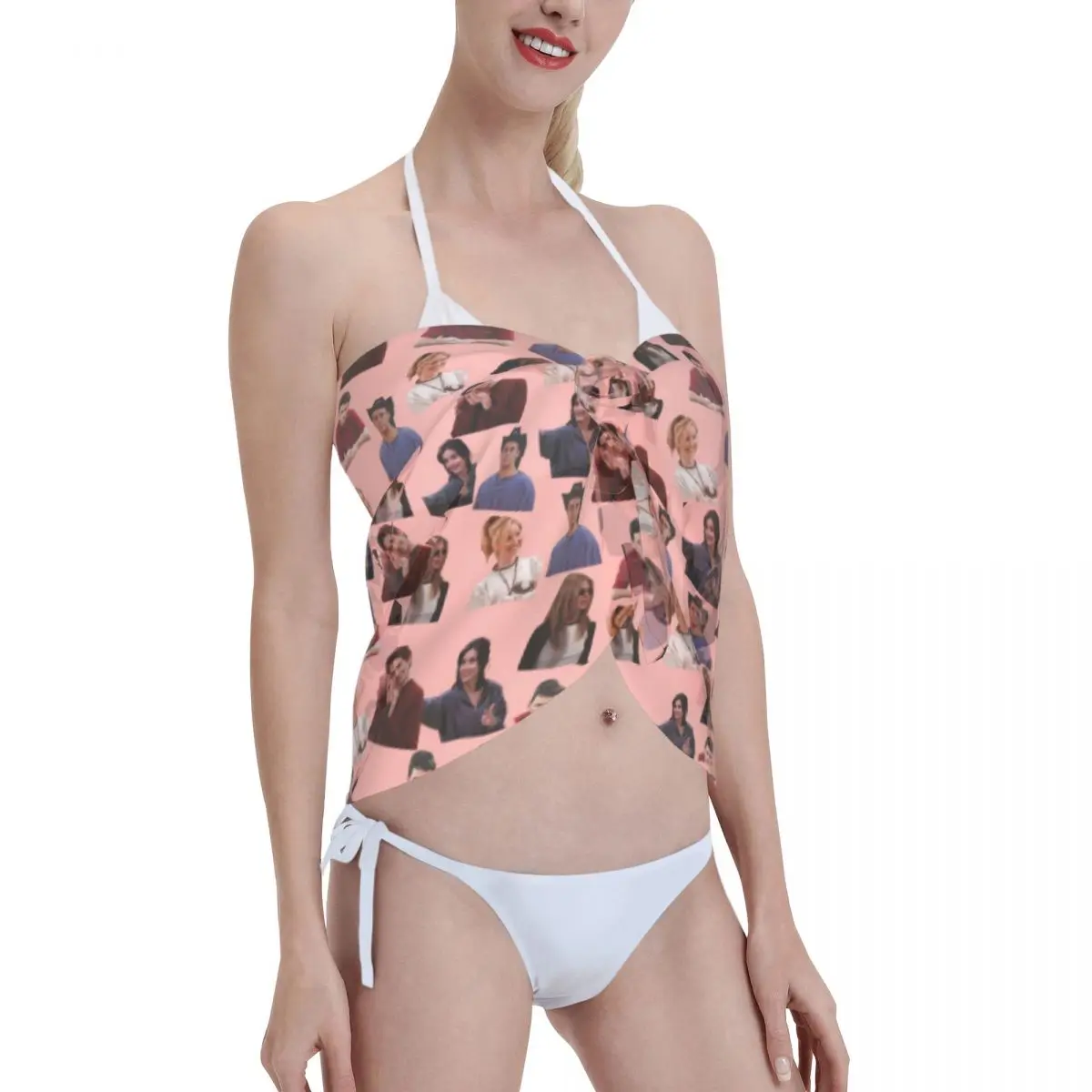 Sarongs courtes personnalisés pour femmes, personnage d'amis, enveloppe de plage, impression 3D, pour maillots de bain, robes portefeuille pour Bikini, Cover-up pour maillot de bain