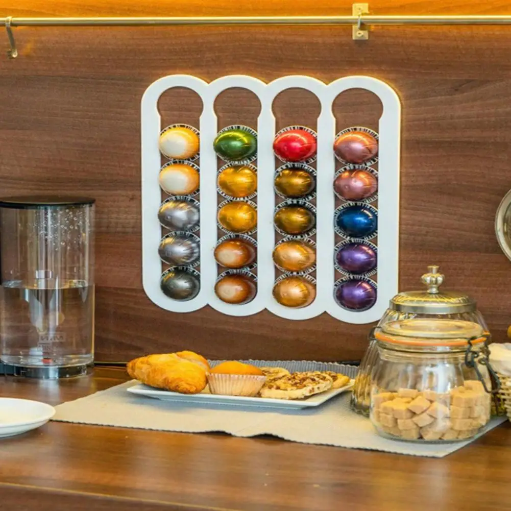 Coffee Capsule Rack Large Capacity Space Saving Wall Mounted Magnetic Coffee Capsule Storage Holder for Home