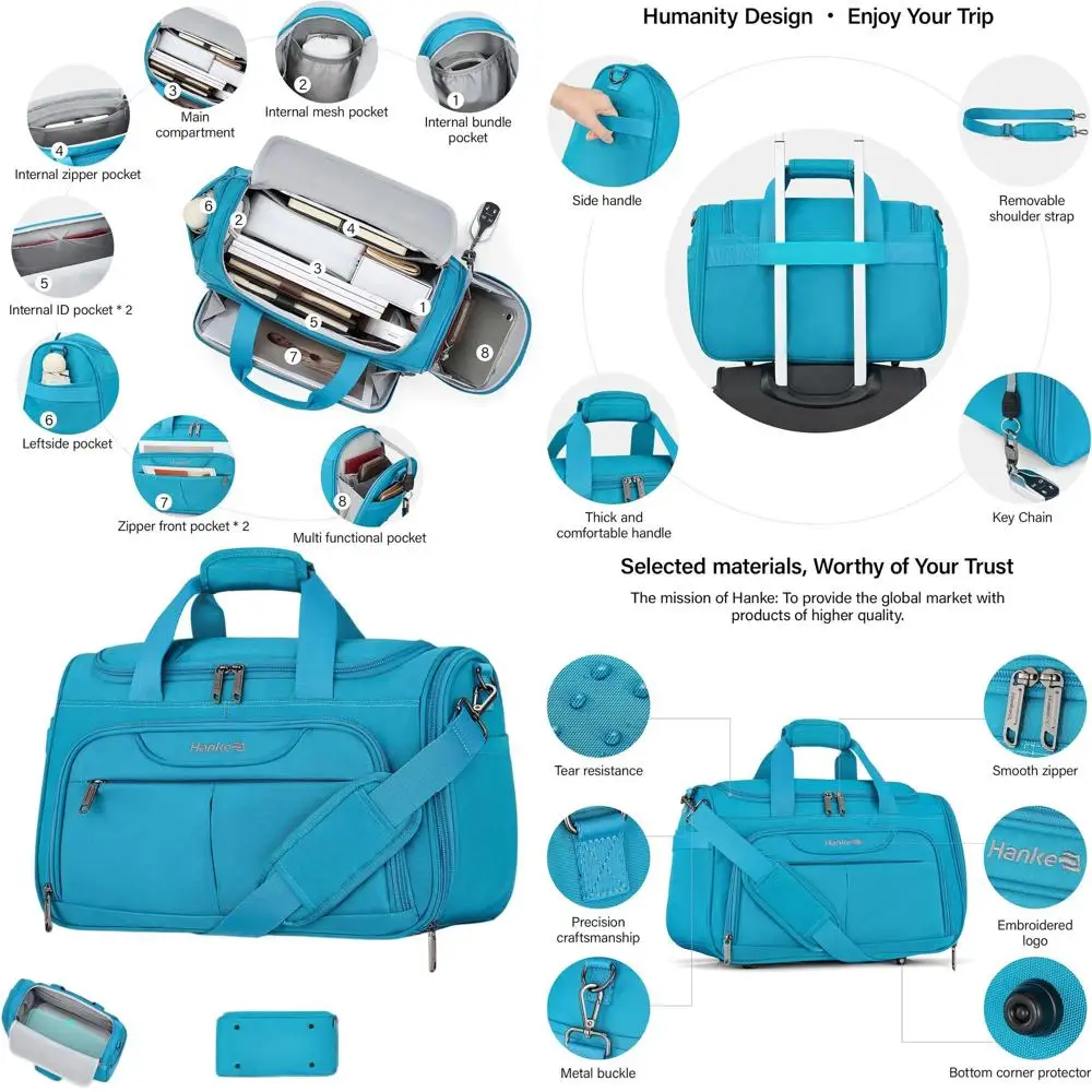 

Compact Underseat Carry-On Bag, Lightweight Travel Tote for Men & Women, Softside Personal Item Bag for Flights, Crew, Overnight