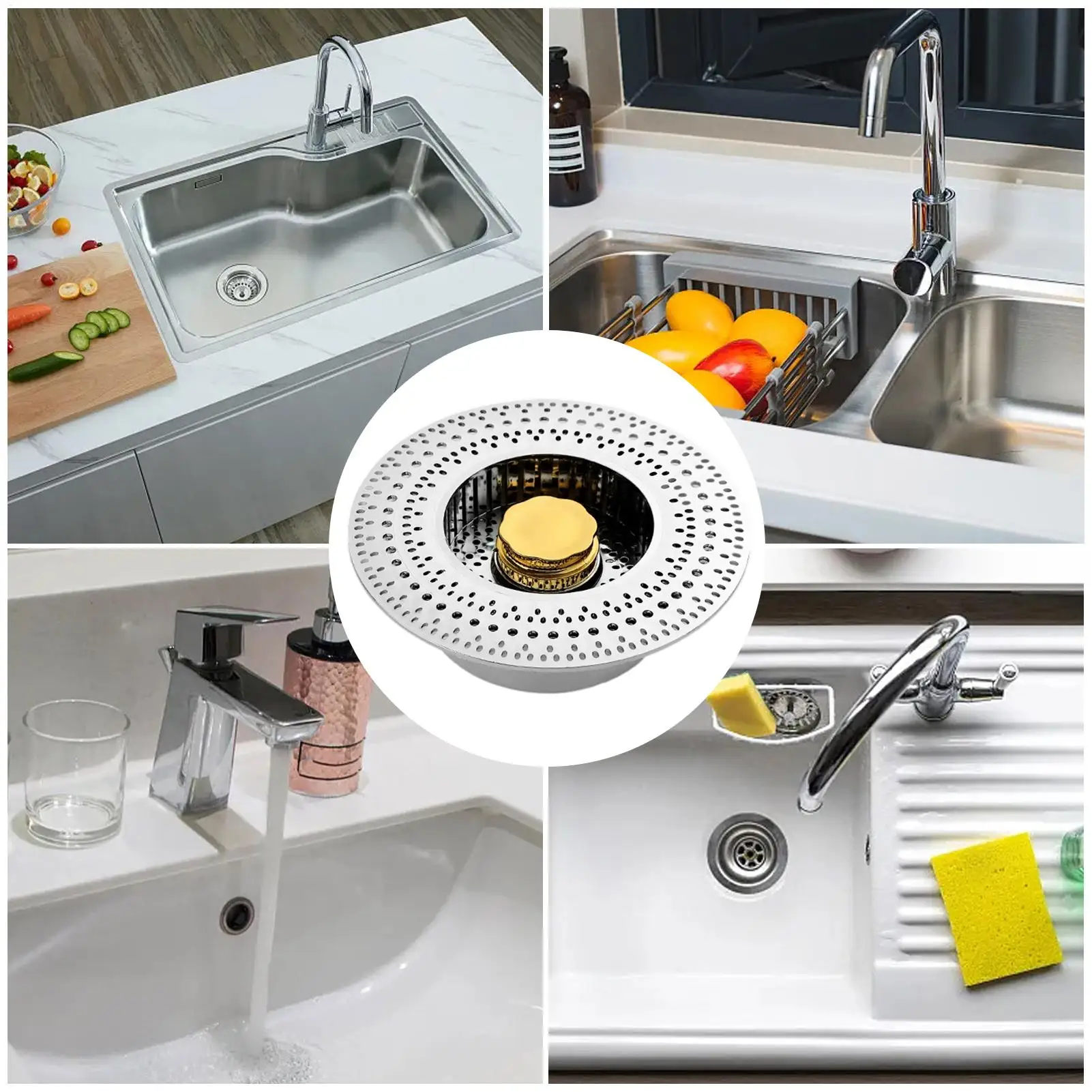 Drain Plug Kitchen Sink Kitchen Drain Plug Stainless Food Catcher Garbage Trap For Basin Commercial Farmhouse Laundry Shower