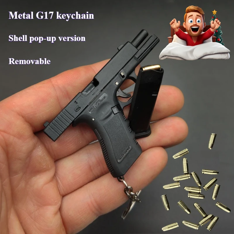 Alloy Empire 1: 3 G17 G34 Viper Mini Metal Shell Pop-up Gun Model Detachable Keychain Military Fan Collectible Men's Gift