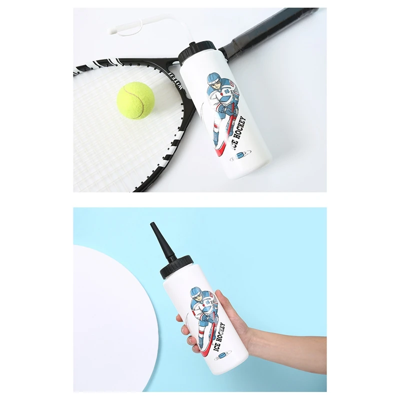 ●1000ML Ice Hockey Water Bottle Portable High Capacity Football Bottle Classic Design Sports Bottle B