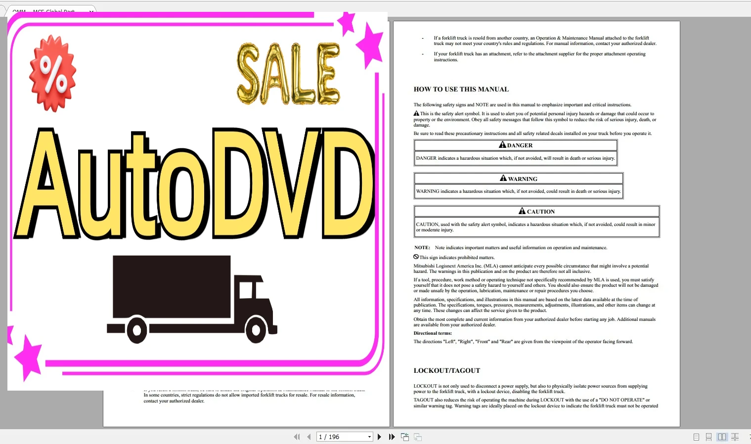 

AutoDVD для вилочного погрузчика Mitsubishi 12,7 ГБ, обновленная 06.2021 гг., диаграммы проводки, руководства по обслуживанию, эксплуатации и обслуживания [MCFA]