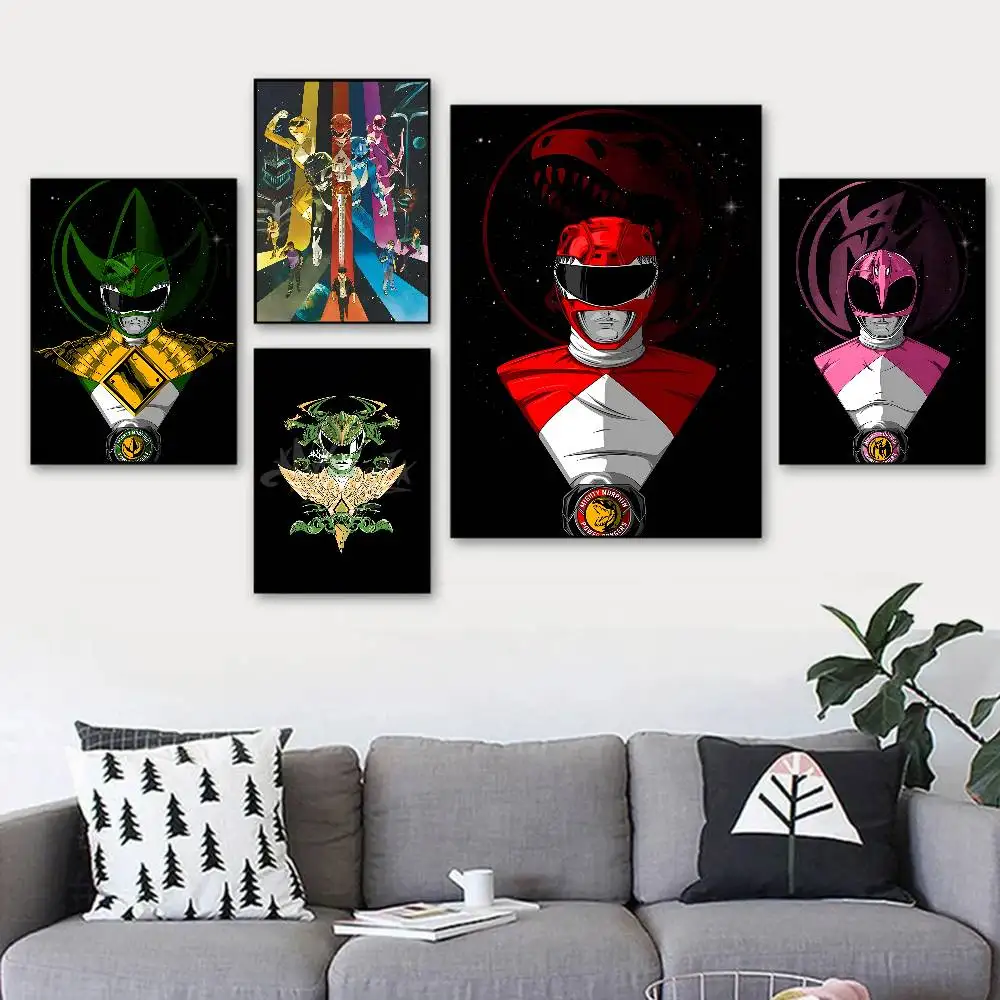 A-أنيمي باور رينجرز المشارك قماش اللوحة المشارك مع يطبع غرفة نوم المنزل غرفة المعيشة الديكور هدية