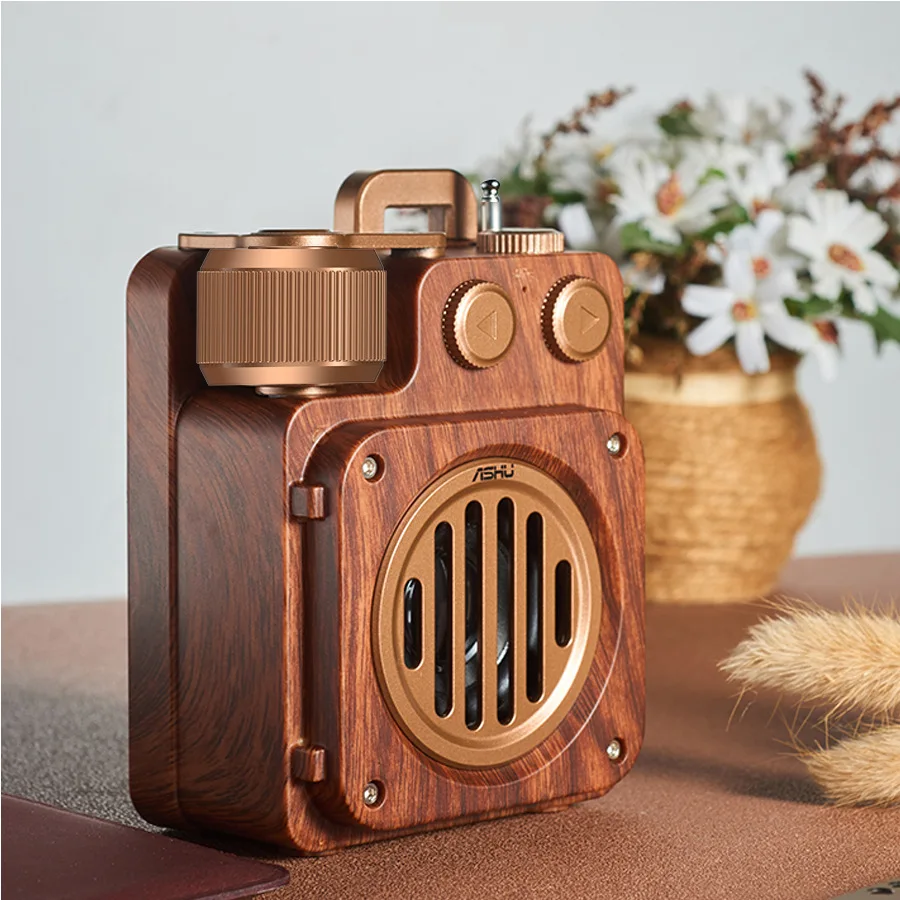 

AS20 Wireless Bluetooth 5.4 Retro Speaker Outdoor Portable Bass Strong FM Radio Small Retro Button Dial Wheel