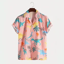 Camisas con estampado de dinosaurio 3D para hombres y mujeres, camisas gráficas de setas de plantas, Top Hawaiano de moda, pantalones cortos y blusas, nuevo