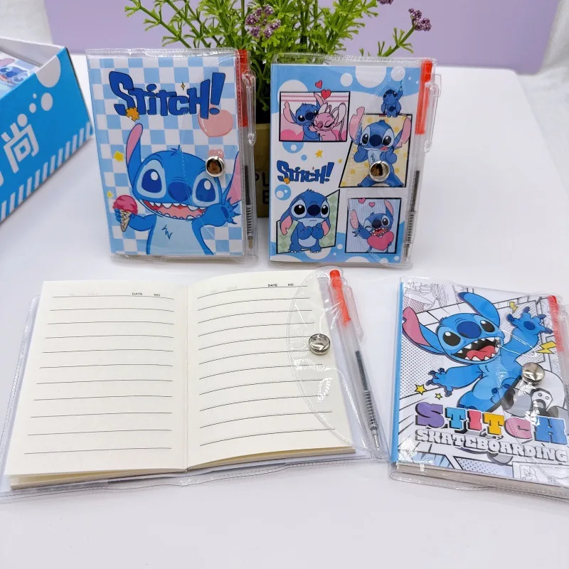 

Disney Stitch Notebook with Gel Pen Cute Anime Angel Notepad with Push Action Pen Office School Supplies Student Stationery Gift