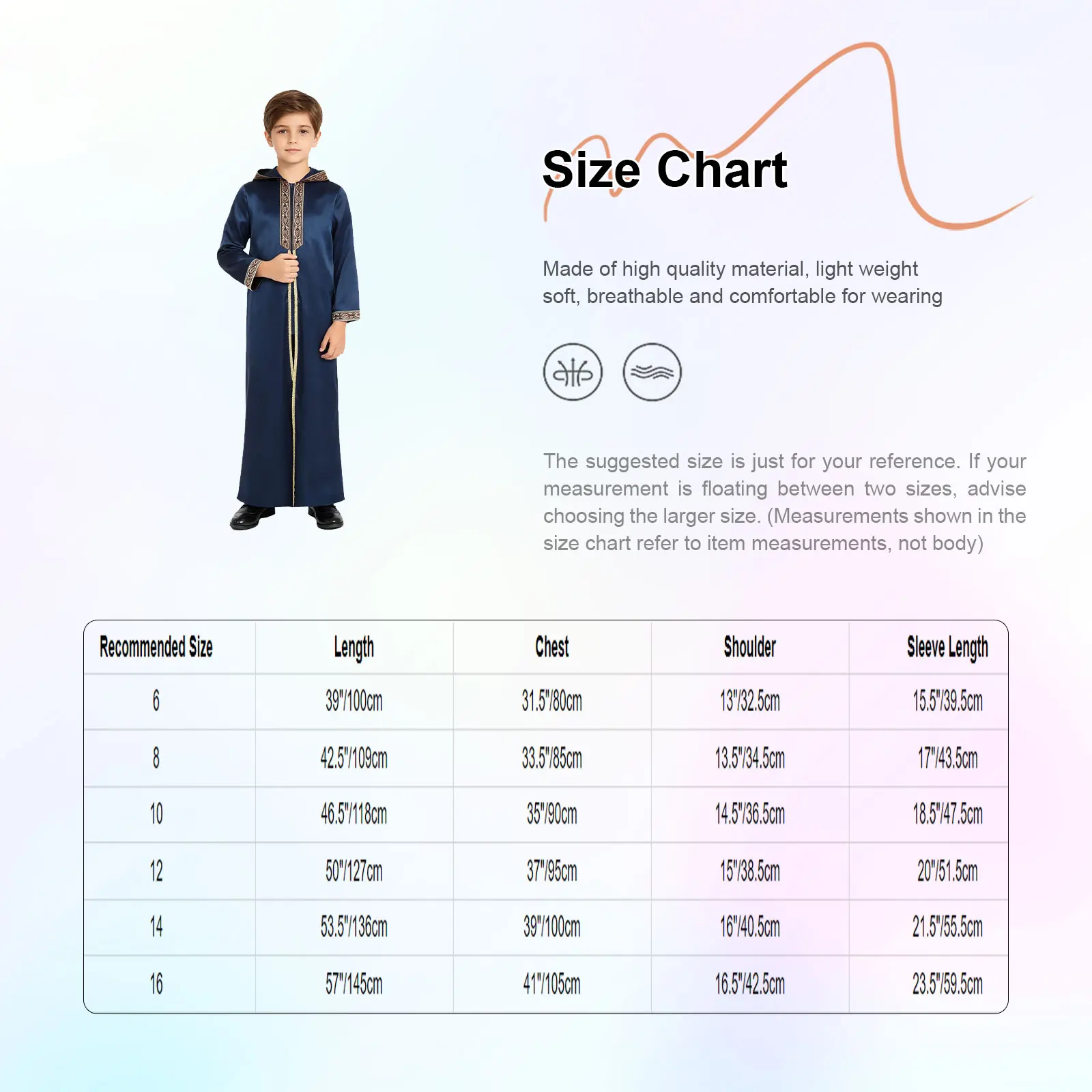 Jubah Muslim Anak Laki-laki Arab Berkerudung Lengan Panjang Resleting Bordir Emas Pita Kepang Kostum Ramadhan