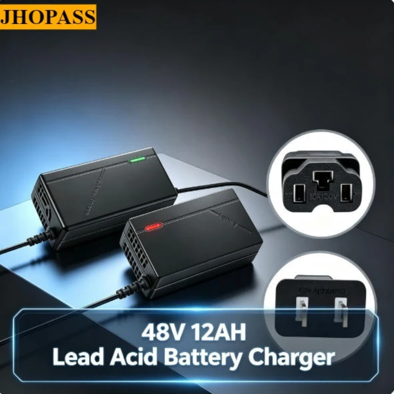 Smart 48V12AH lead acid AGM GEL SLA VRLA battery charger for scooter e-bike electronics Motor bike AC110V-220V EU AU UK US Plug