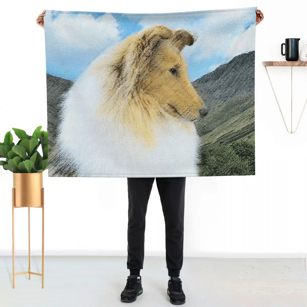 Collie in Mountains (Rough) Throw Blanket Thins christmas gifts warm winter Large Soft Plush Plaid Blankets
