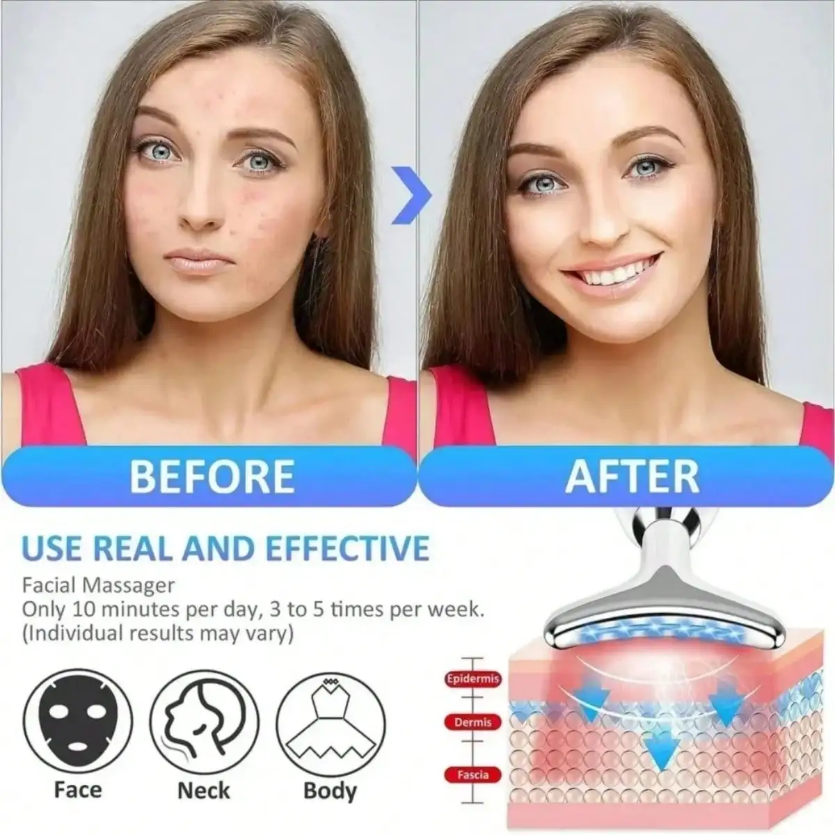 Neck And Face Beauty Device EMS Neck And Face Lifting Massager Skin Tightening Device LED Photon Therapy image 2