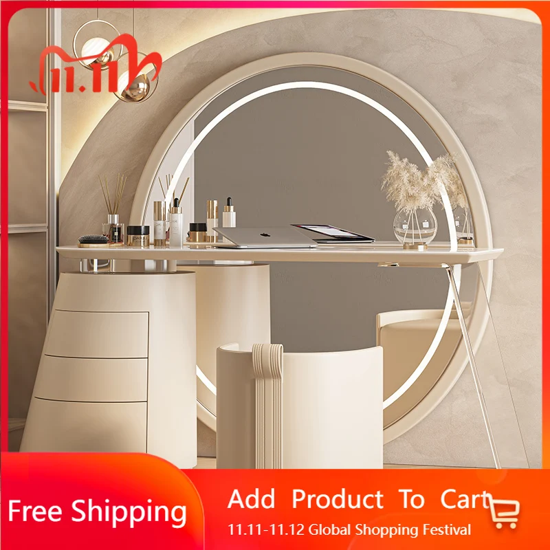 

European Luxury Vanity Table Organizer Drawers Desgin Modern Service Dressing Table Mirror Desk Large Penteadeira Furniture