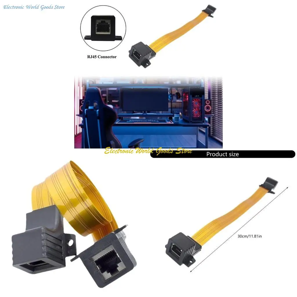 CAT6 Flat Ethernet Cable RJ45 Wall Connector Flexible Internet Patching Cord Speed Cable 30cm for In Wall Installation