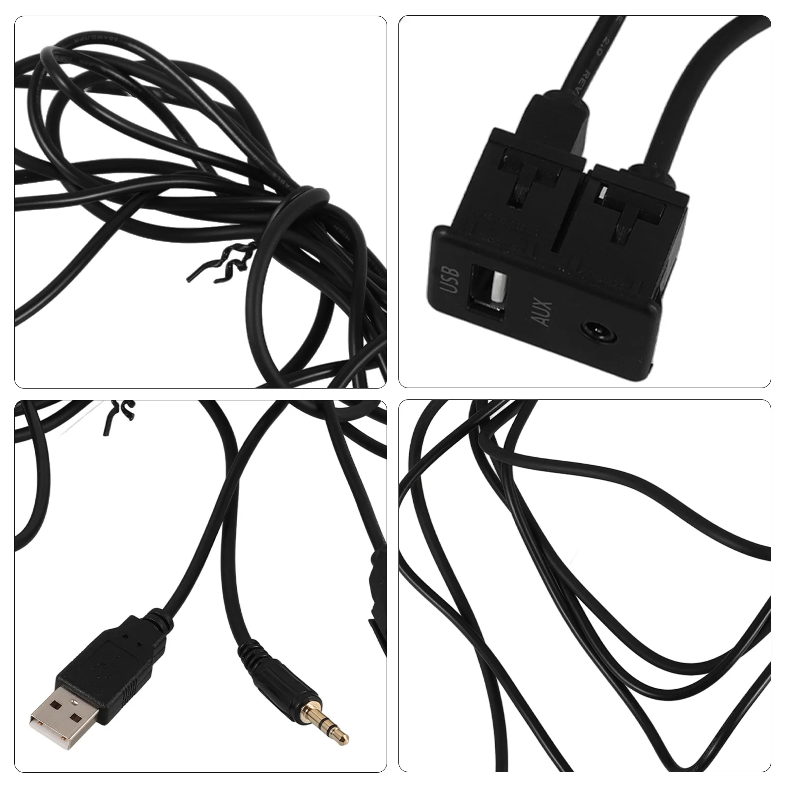 

USB Extension Cable Car Stereo AUX 3.5mm Flush Mount USB Socket Data Install Panel Accessories Dash Mount Cable