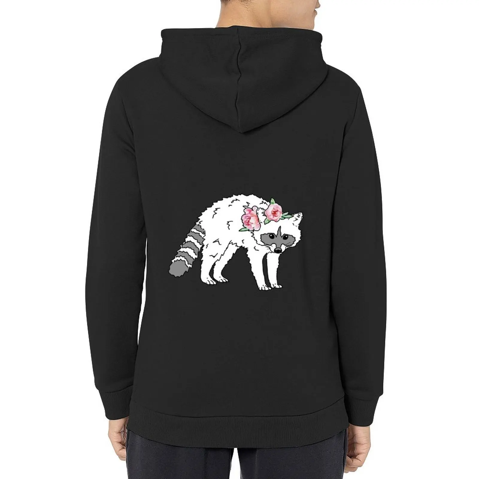 

White peony raccoon Hoodie clothes for men mens clothes autumn clothes autumn new products men hoodie