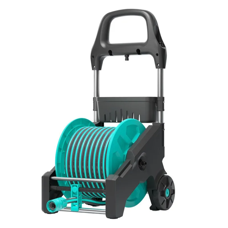 Garden Water Hose Winder Storage Holder, Multifunctional High Pressure Spray Gun for Backyard Irrigation & Surface