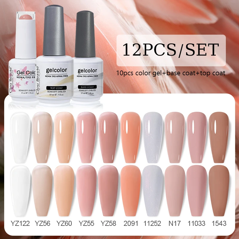 Clou Beaute 12pcs/Kit Set Nail Gel Polish Vernis Semi Permanent UV LED Lamp Cure Nails Gel Varnish Supplies Patting Nail Glue