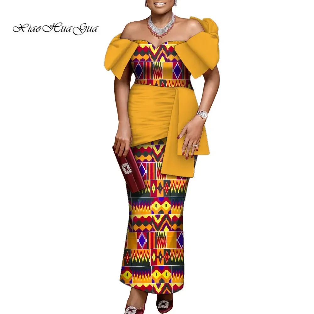 Off Shoulder African Dresses for Women Robe Africaine Femme Long Dashiki Dress Women Evening Dress for Party WY9997