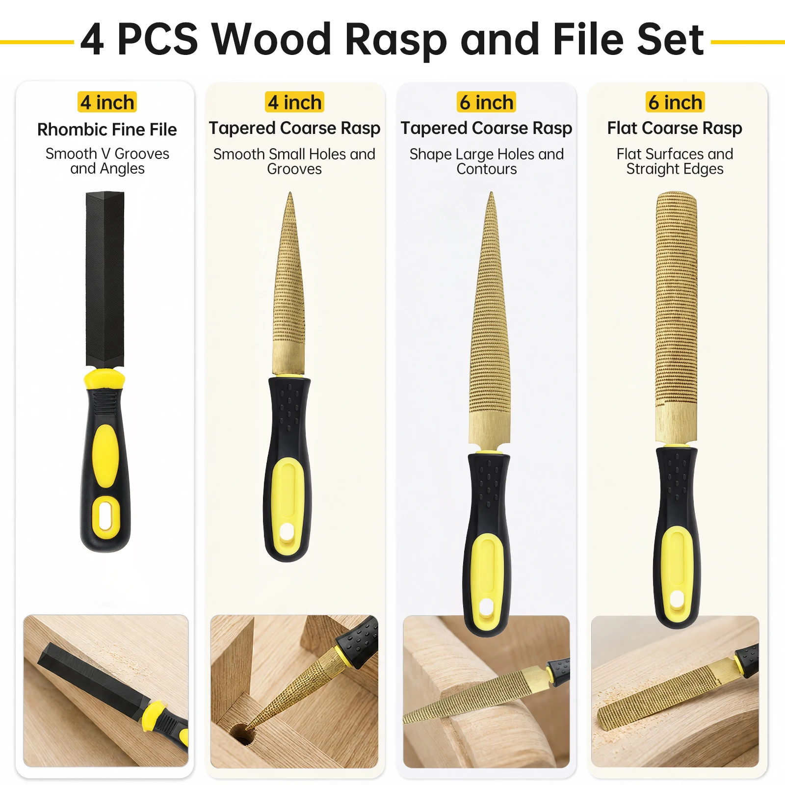 5 Pcs Fine Teeth Wood Rasp Metal File Set Cleaning Brush DIY Woodworking Hand File Tool for Furniture Shaping Luthier Crafting