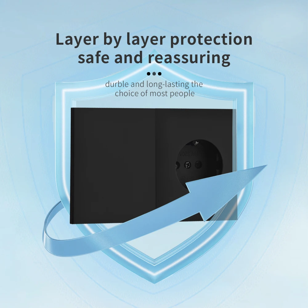 ปุ่มสีดําสวิตช์ไฟฝังซ็อกเก็ตผิวรู้สึกสีแบบบูรณาการแผงผนังซ็อกเก็ต DIY ผสมฝังสี