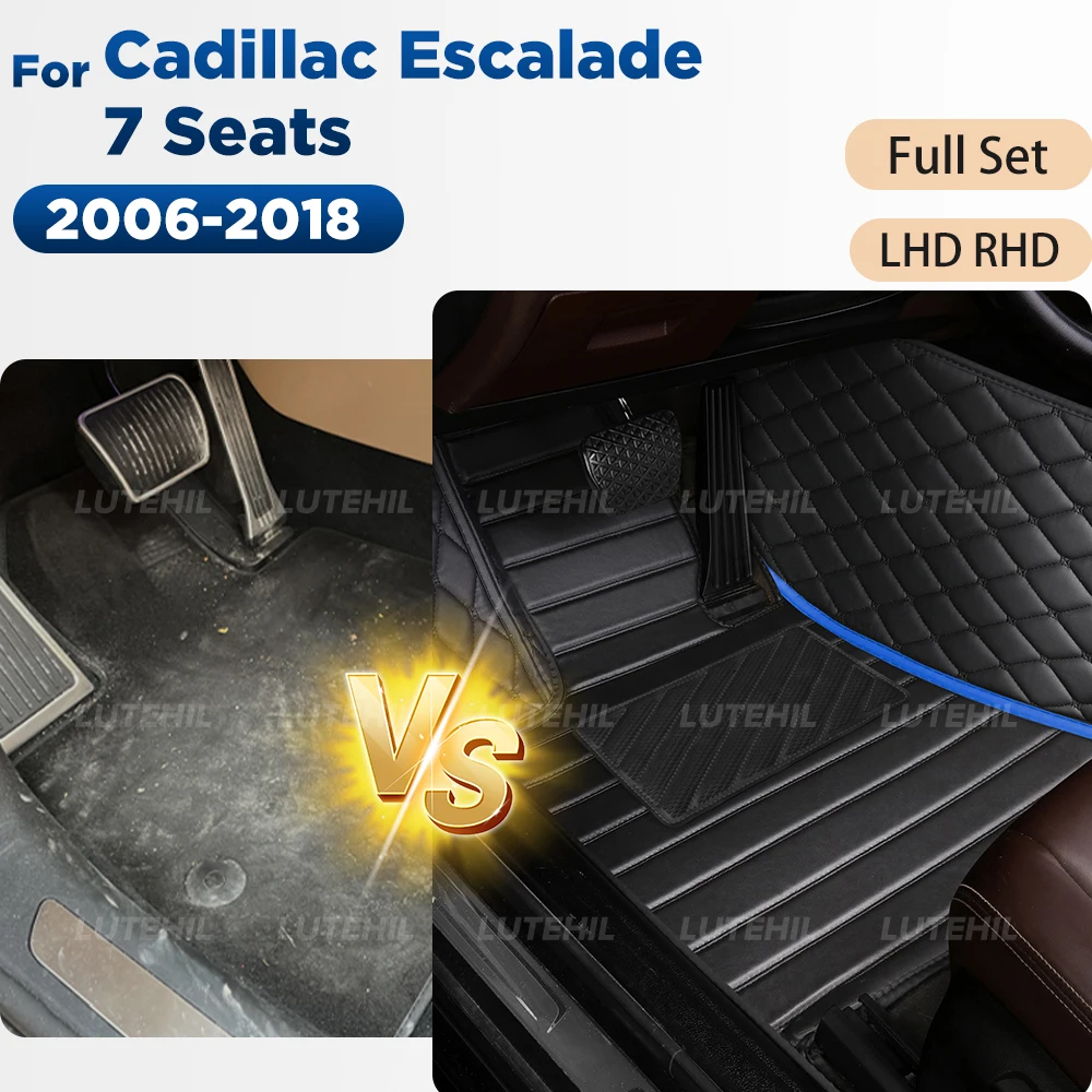

Для Cadillac Escalade 7 мест 2006-2018 совместимые автомобильные коврики для защиты от атмосферных воздействий, полный комплект напольных подкладок спереди и сзади