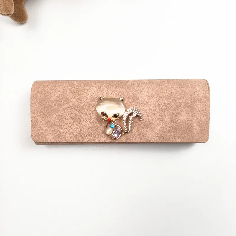 Женский портативный чехол для очков из искусственной кожи с бриллиантами, антистрессовый модный ящик для хранения солнцезащитных очков, аксессуар B3