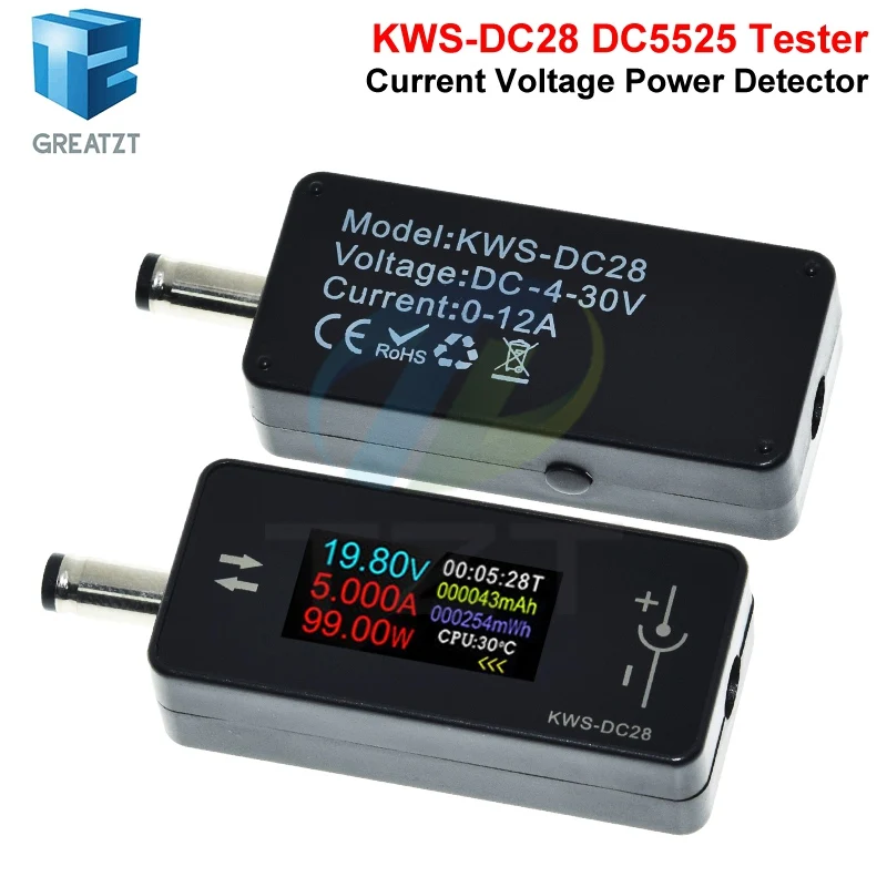KWS-DC28 0.96 inch TFT HD Digital Display DC Voltage Ammeter Power Meter Cell Phone Charging Tester Detector Electrician Tool