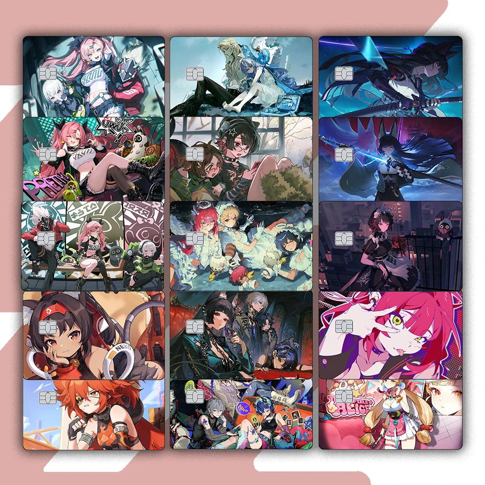 Zenless Zone Zero Series Credit Card Skin Sticker Cute Girl Matte Stickers for VISA JCB and Other IC Card Protect Decoration