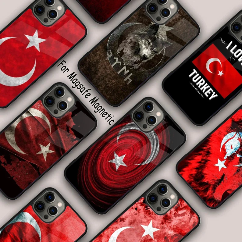 Republic of Turkey Realistic Flag Magnetic Phone Case For APPLE iPhone 16 14 13 12 11 Pro Max 15 Plus Wireless MagSafe Cover