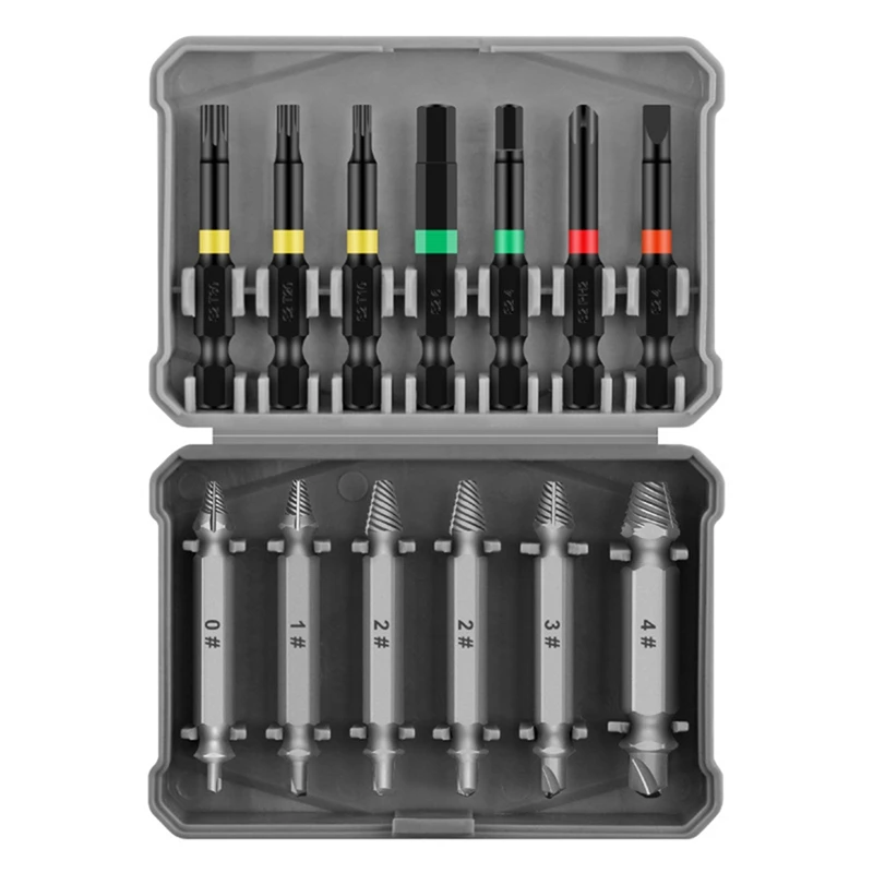 13Pcs Broken Wire Extractor Multifunctional Screw Extractor Take Broken Wire Word Plum Hexagon Screwdriver Head Durable