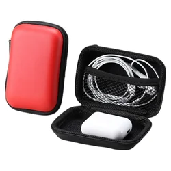 Mini Zipper Hard Headphone Case EVA Leather Earphone Bag Protective Usb Cable Organizer Earbuds Pouch Box Accessories