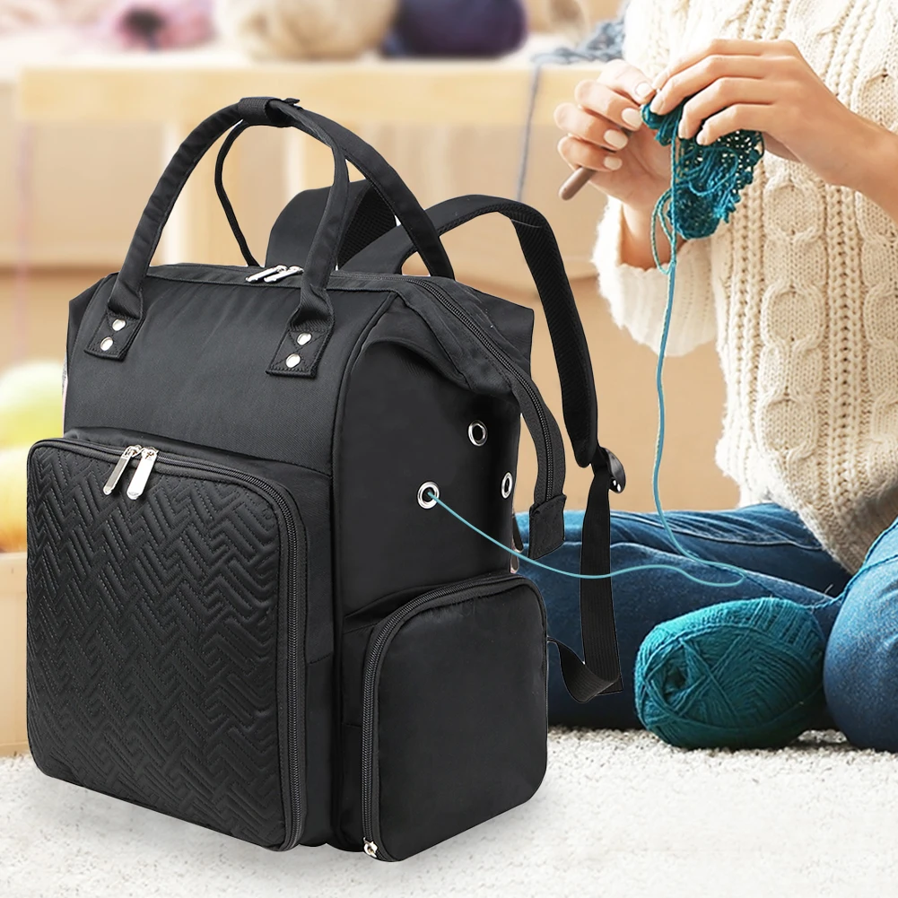 

Crochet Yarn Organizer Bag Large Capacity Portable Storage Backpack Nylon Lightweight Wear-resistant for Sewing Crochet Hooks