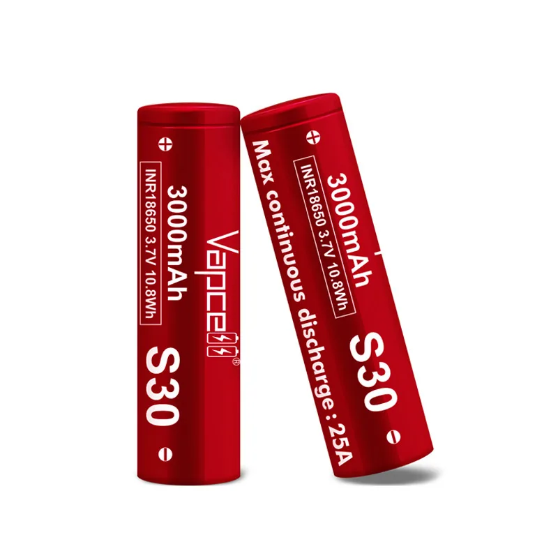 Original Vapcell S30 INR 18650 แบตเตอรี่ 3000mAh 25A Discharge Current 3.7V 18650 แบตเตอรี่ลิเธียมเหล็กสําหรับ VapeMod