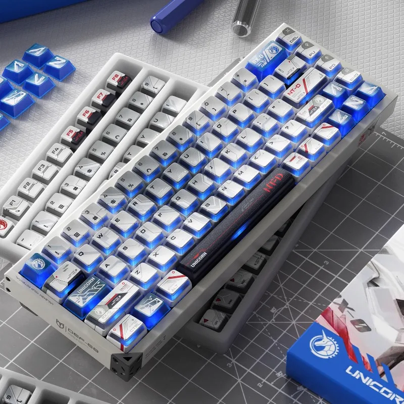 PIIFOX Unicorn Nuclear Powered 141 Key Keycap Misty Through PBT PC Five SidedThermal Sublimation Translucent Customized Keycap