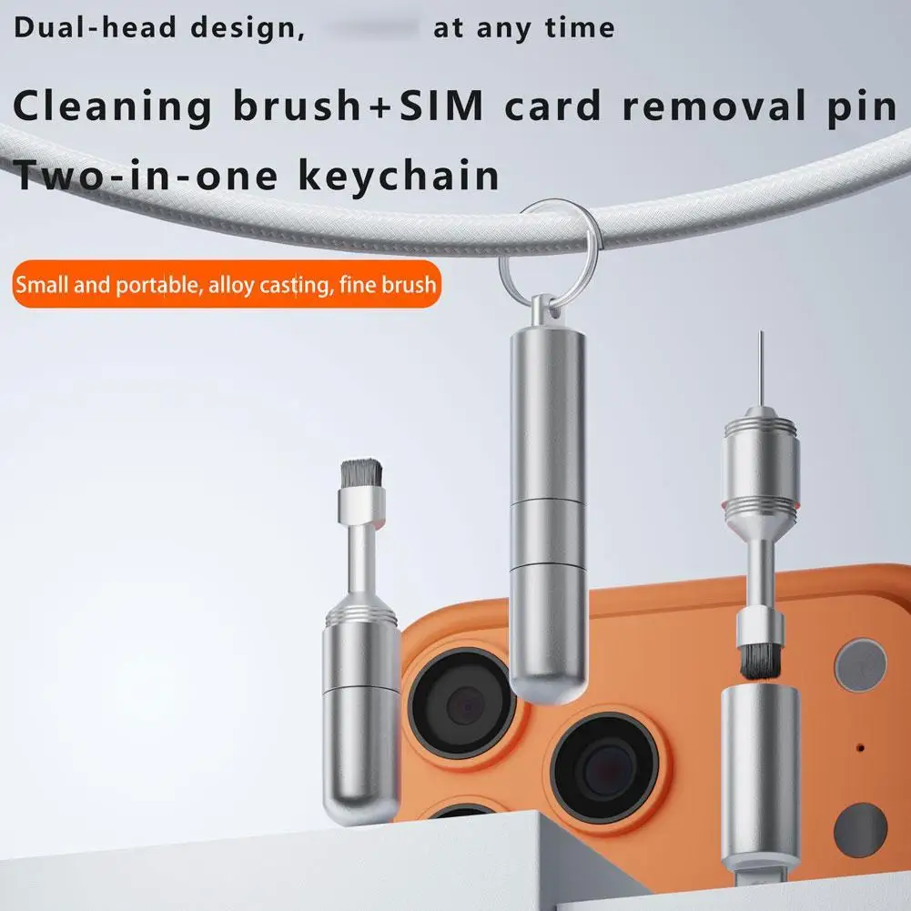 2 in 1 SIM Card Tray Removal Tool Precision Needle Cleaning Brush For Headphone Jack Charging Port Tablet Multi-functional Tool
