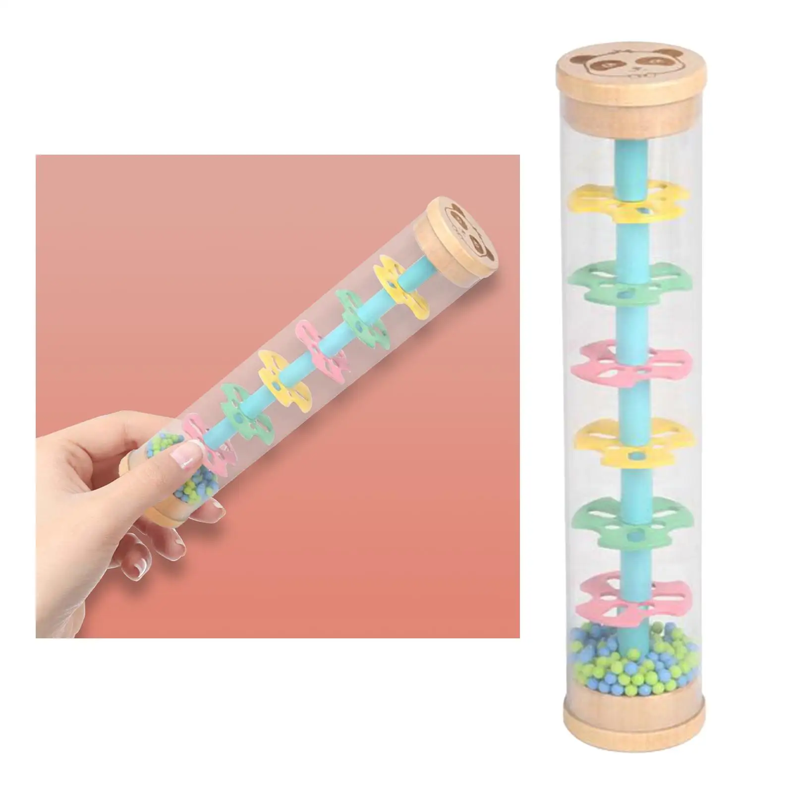 Montessori Raindrop Sound Toy ,Instrument Plastic Rainbow Hourglass, Rain Maker