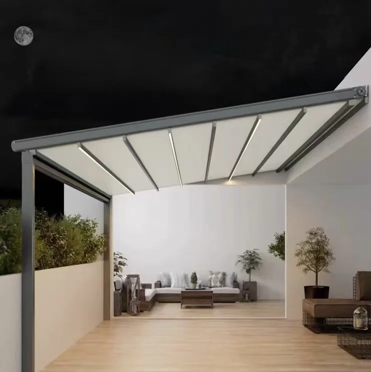 outdoor Retractable Awnings Sunshade Wireless Remote Control Motorized Sun Protection Electric Folding Roof